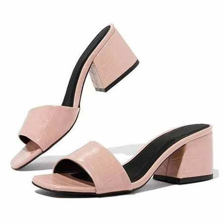 TOWED22 Sandals For Women Dressy Summer Women s Fashion Simple Square Head Flat Thick Heel PU Sandals Pink 
TOWED22 Sandals For Women Dressy Summer Women s Fashion Simple Square Head Flat Thick Heel PU Sandals Pink