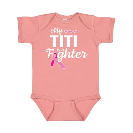 Inktastic Breast Cancer Awareness My Titi is a Fighter Gift Baby Boy or Baby Girl Bodysuit