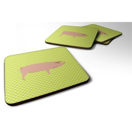 American Landrace Pig Green Foam Coaster Set of 4