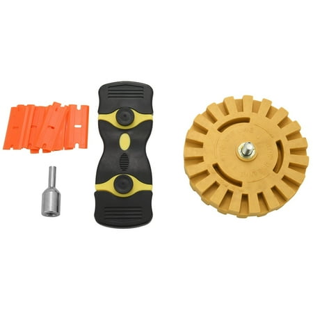 Eraser Wheel Decal Remover Set 4 Inch Adhesive Sticker and Vinyl Remover with Plastic Blades and Drill Adapter
Eraser Wheel Decal Remover Set 4 Inch Adhesive Sticker and Vinyl Remover with Plastic Blades and Drill Adapter