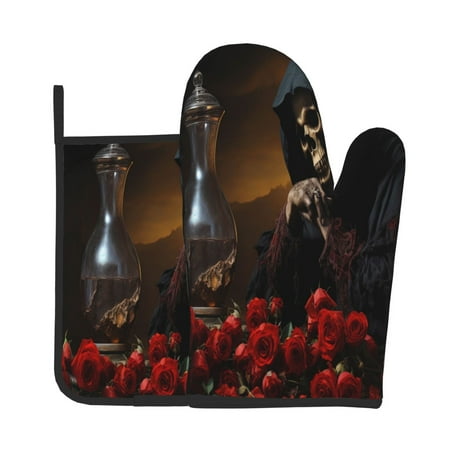 Gaeub Elegant Rose Skull Print Oven Mitts and Pot Holders Sets of 2 Heat Resistant Pad Cooking Gloves for Baking BBQ Home Decor
Gaeub Elegant Rose Skull Print Oven Mitts and Pot Holders Sets of 2 Heat Resistant Pad Cooking Gloves for Baking BBQ Home Decor