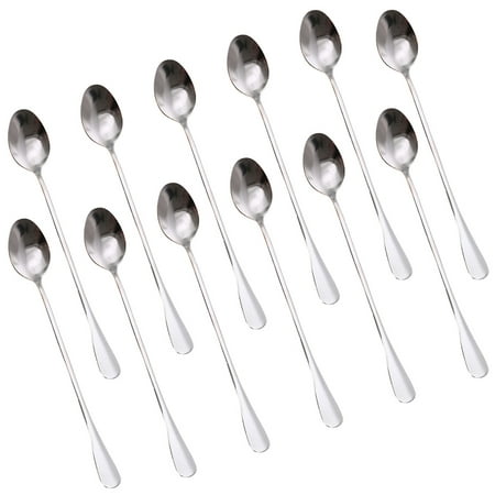 

12pcs Long Handle Iced Tea Spoon Coffee Ice Cream Scoop Stainless Steel Cocktail Stirring Spoons
