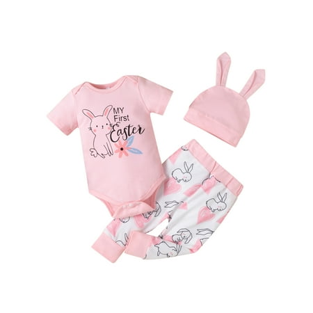 Sunisery 3Pcs Kids Baby Girls Clothes Sets Rabbit Print Round Neck Short Sleeve Romper+Long Pants+Hat Outfits Pink 3-6 Months
Sunisery 3Pcs Kids Baby Girls Clothes Sets Rabbit Print Round Neck Short Sleeve Romper+Long Pants+Hat Outfits Pink 3-6 Months