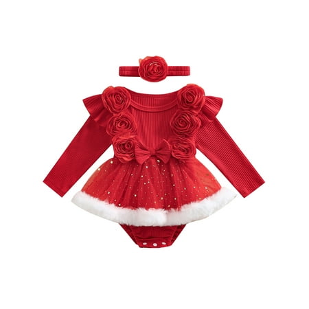 MIPREWUY Baby Girl Fall Outfit Flower Bow Ruffle Long Sleeve Romper Dress Flower Headband 2 Piece Set
MIPREWUY Baby Girl Fall Outfit Flower Bow Ruffle Long Sleeve Romper Dress Flower Headband 2 Piece Set