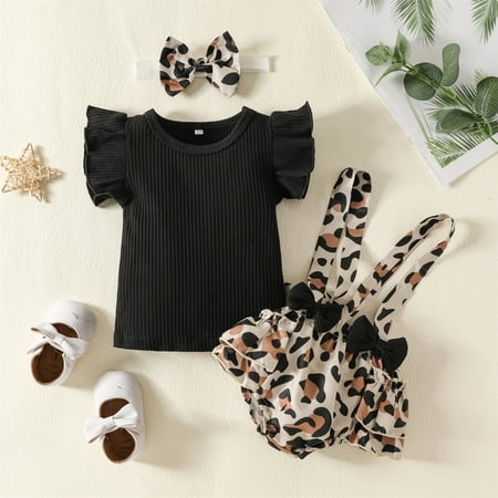 Zukuco 3PCS Newborn Baby Girls Clothes Romper Top Shirts + Floral Printed Shorts + Headband Summer Baby Outfits Set