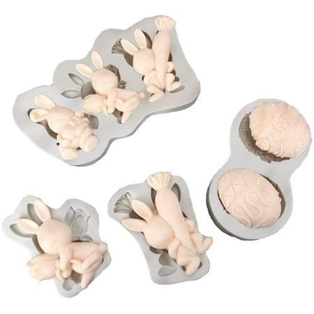 Easter Bunny and Easter Egg Silicone Mold 3D Bunny Shape Silicone Mold DIY Chocolate Cake Baking Mold