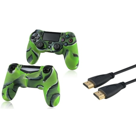 Insten Black 3FT Ver2 M\/M High Speed HDMI Cable+Camouflage Navy Green Case for Sony PS4 Playstation 4