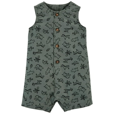 Carter s Baby Boy Animals Jersey Romper In Green 3M