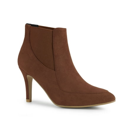 Allegra K Women s Pointed Toe Stiletto Heel Chelsea Boots