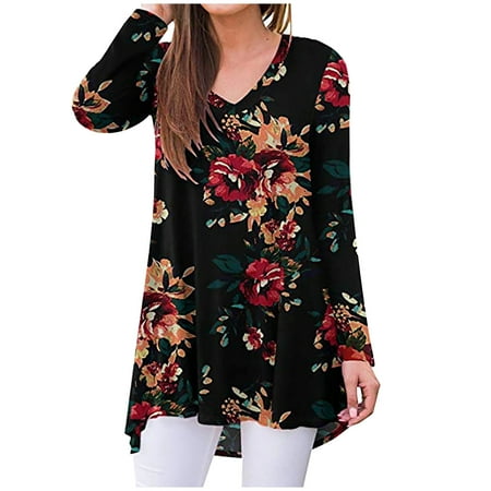 Womens Long Sleeve Floral Tops Loose Casual High Low Tunic Blouses Fall Winter Fashion V Neck Pullover T-Shirts
Womens Long Sleeve Floral Tops Loose Casual High Low Tunic Blouses Fall Winter Fashion V Neck Pullover T-Shirts