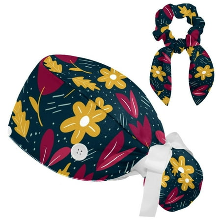 Working Cap with Buttons and Sweatband Scrub Hat Bouffant Caps with Scrunchie Flowers Pattern Tie Back Hats
Working Cap with Buttons and Sweatband Scrub Hat Bouffant Caps with Scrunchie Flowers Pattern Tie Back Hats