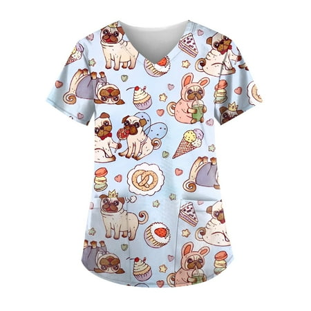 ZXHACSJ Print Scrub Tops Women Vet Nurse Uniform Cotton Short Sleeve Blouse Pet Groming Veterinaria Working Clothes Blue L
ZXHACSJ Print Scrub Tops Women Vet Nurse Uniform Cotton Short Sleeve Blouse Pet Groming Veterinaria Working Clothes Blue L