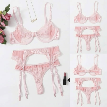 Lingerie Set For Women Underwire Bra Embroidery Thong Temptation Underwear Garter Belt G-String
Lingerie Set For Women Underwire Bra Embroidery Thong Temptation Underwear Garter Belt G-String