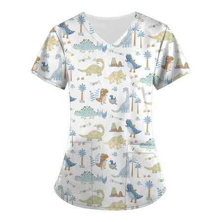 Work Shirts for Women Print V Neck Professional Scrub Tops Summer Nursing Tee Shirt Blouses with 2 Pockets
Work Shirts for Women Print V Neck Professional Scrub Tops Summer Nursing Tee Shirt Blouses with 2 Pockets