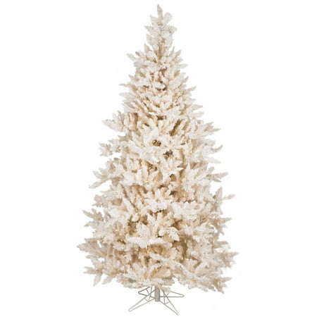 7.5' Pre-Lit Flocked White Vintage Fir Artificial Christmas Tree - Warm White LED Lights