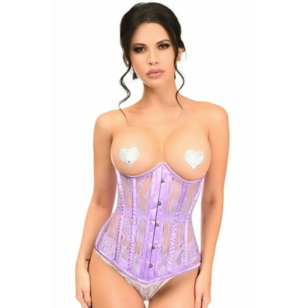 Lavish Lavender Sheer Lace Underwire Open Cup Underbust Corset