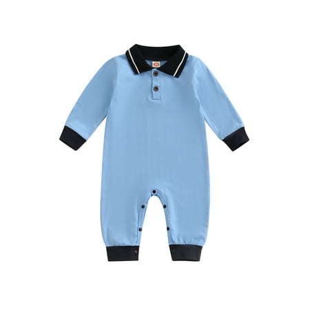 Canrulo Newborn Baby Boys Long Sleeve Lapel Collar Button Down Gentleman Polo Romper Jumpsuit Overall Sky Blue 0-3 Months
Canrulo Newborn Baby Boys Long Sleeve Lapel Collar Button Down Gentleman Polo Romper Jumpsuit Overall Sky Blue 0-3 Months