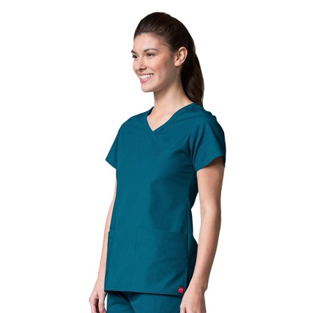 Red Panda Women s Curved Mock Wrap Solid Scrub Top