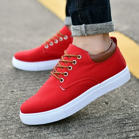 FZM Men Low Top Canvas Walking Shoes Lace Up Fashion Sneakers Casual Shoes