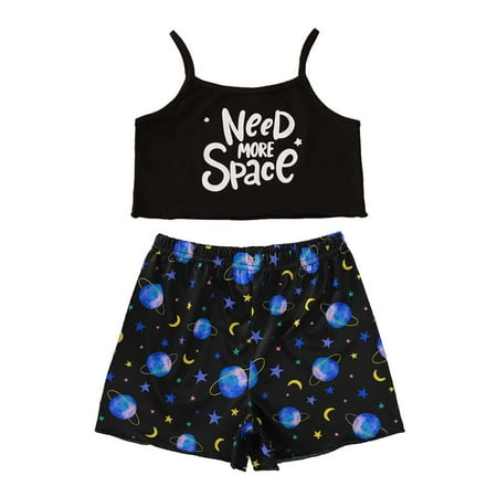 Fesfesfes Summer Kids Girls 2-piece Outfit Black Sleeveless Tops Planet Print Shorts Set
Fesfesfes Summer Kids Girls 2-piece Outfit Black Sleeveless Tops Planet Print Shorts Set