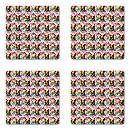 Dog Lover Coaster Set of 4 Colorful Crystals Pattern Triangles Sixties Inspired Psychedelic Boston Terrier Square Hardboard Gloss Coasters Standard Size Multicolor by Ambesonne
Dog Lover Coaster Set of 4 Colorful Crystals Pattern Triangles Sixties Inspired Psychedelic Boston Terrier Square Hardboard Gloss Coasters Standard Size Multicolor by Ambesonne