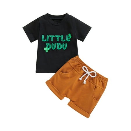 COUTEXYI Toddler Boy Summer Short Sleeve Clothes Set Letter Clover Print T-Shirt + Shorts
COUTEXYI Toddler Boy Summer Short Sleeve Clothes Set Letter Clover Print T-Shirt + Shorts