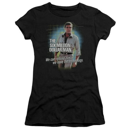 Six Million Dollar Man - Technology - Juniors Teen Girls Cap Sleeve Shirt - Small