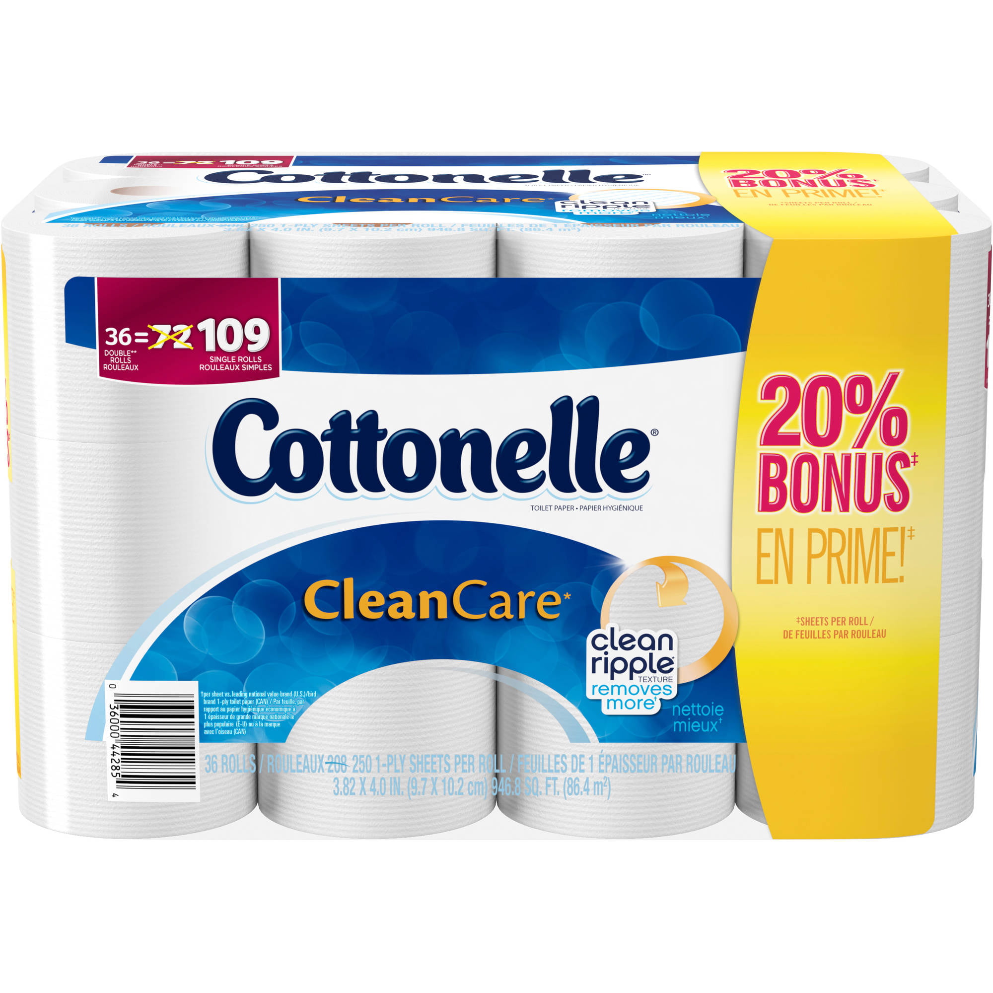 Cottonelle CleanCare Double Roll Toilet Paper, 36 rolls - Walmart.com