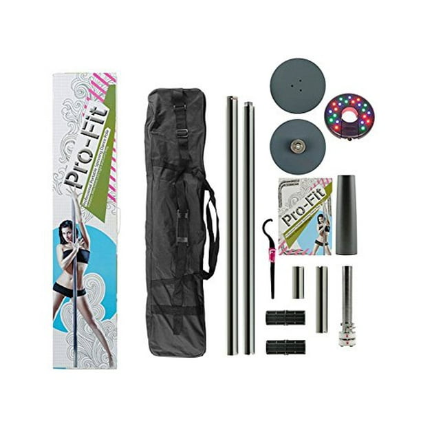 Pro-Fit 50mm Professional Portable Spinning Dance Pole with attachable LED Dance Light and Carry Bag