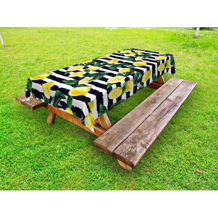 Modern Outdoor Tablecloth Refreshing Lemons on Horizontal Striped Background Exotic Artwork Decorative Washable Fabric Picnic Tablecloth 58 X 120 Inches Yellow Hunter Green Indigo by Ambesonne
Modern Outdoor Tablecloth Refreshing Lemons on Horizontal Striped Background Exotic Artwork Decorative Washable Fabric Picnic Tablecloth 58 X 120 Inches Yellow Hunter Green Indigo by Ambesonne