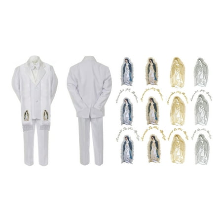 Infant Baby Kid Boy Christian Baptism White Suit Virgin Mary Maria On Stole Sm-7