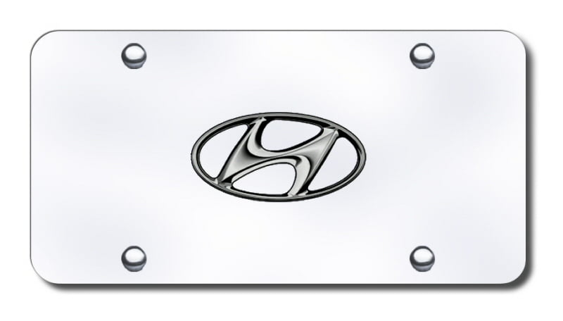 Auto Gold HYU CC License Plate For Hyundai Logo Chrome Plate Stainless