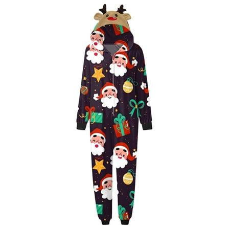 Christmas Onesies Pajamas for Family Holiday PJs for Women/Men/Kids/Couples/Adult Vacation Cute Printed Loungewear