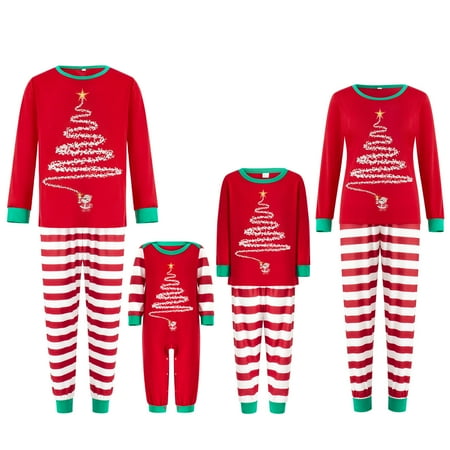 Family Matching Christmas Pajamas Set Holiday Sleepwear Xmas PJS Set for Couples and Kids