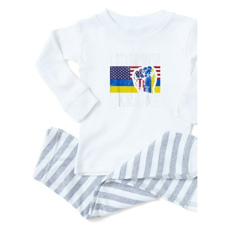 CafePress - I Stand With Ukraine Flag American Flag Su Pajamas - Toddler Long Sleeve Pajama set