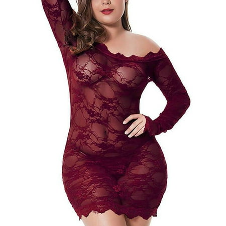 Cilcicy Women Plus Size Pajamas Dress Lace Off-the-shoulder Onesie Sexy Babydoll Lingerie
Cilcicy Women Plus Size Pajamas Dress Lace Off-the-shoulder Onesie Sexy Babydoll Lingerie
