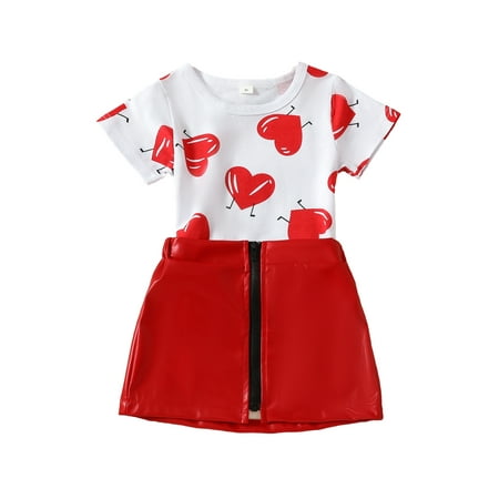 Qtinghua Toddler Baby Girls Valentine s Day Outfits Heart Print Short Sleeve Tops and Zipper Skirt Clothes Red 2-3 Years
Qtinghua Toddler Baby Girls Valentine s Day Outfits Heart Print Short Sleeve Tops and Zipper Skirt Clothes Red 2-3 Years