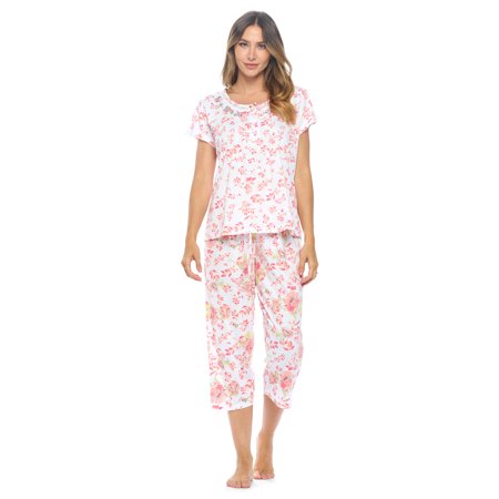 Casual Nights Women s Short Sleeve Embroidered Floral Capri Pajama Set
Casual Nights Women s Short Sleeve Embroidered Floral Capri Pajama Set