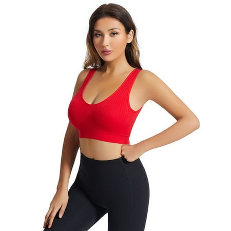 Ribbed Bralettes for Women Yoga Sport Bras Wireless Sleep Bras with Removable Pads
Ribbed Bralettes for Women Yoga Sport Bras Wireless Sleep Bras with Removable Pads