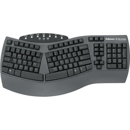 Fellowes, FEL98915, Split Design Ergonomic Keyboard with Microban, 1, Black