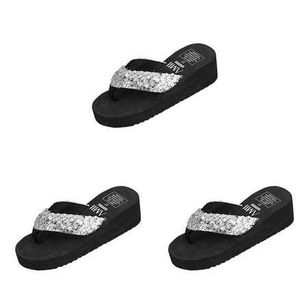 3pcs Women s Glitter Platform Sandals Shiny Thong Sandals Non-slip Wedge Heel Flops Size 37 (Silver)
3pcs Women s Glitter Platform Sandals Shiny Thong Sandals Non-slip Wedge Heel Flops Size 37 (Silver)