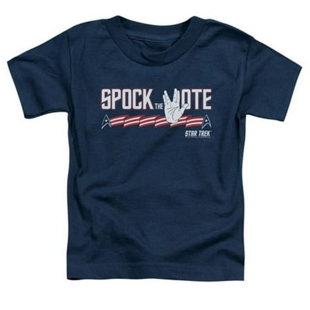 Trevco Star Trek-Spock The Vote - Short Sleeve Toddler Tee - Navy- Small 2T