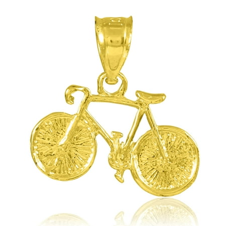 14k Yellow Gold Mountain Bike Sports Charm Bicycle Pendant