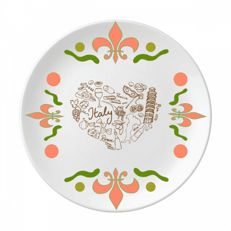 Love Wine Italy Grape Foods Flower Ceramics Plate Tableware Dinner Dish