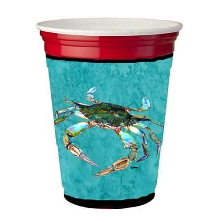 Crab On Teal Red Solo Cup bottle sleeve Hugger - 16 To 22 oz.