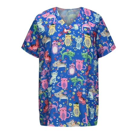 Danhjin Womens Nursing Scrub Tops Printed Working Uniform Short Sleeve V-Neck Workwear Blouse T-shirt with Pockets Womens Tops - Summer Savings Clearance
Danhjin Womens Nursing Scrub Tops Printed Working Uniform Short Sleeve V-Neck Workwear Blouse T-shirt with Pockets Womens Tops - Summer Savings Clearance