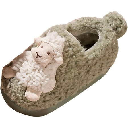 QWZNDZGR Baby Girl Boy Slippers Infant Furry House Slipper Microfleece Lining Cozy Fuzzy Slippers Indoor Soft Animal Slippers
