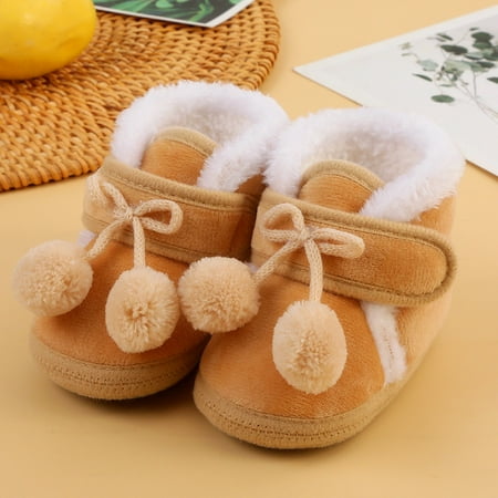 LYCAQL Baby Shoes Baby Shoes Fashion Soft Sole Toddler Shoes Warm Cotton Boots Soft Sole Cotton Toddler Shoes Soft Bottom Shoes (Khaki 5.5 )