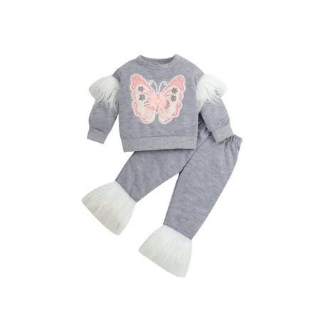AmShibel Toddler Kids Girls 2Pcs Fall Winter Outfits Butterfly Embroidery Long Sleeve Tops+Plush Trim Pants Clothes Set
AmShibel Toddler Kids Girls 2Pcs Fall Winter Outfits Butterfly Embroidery Long Sleeve Tops+Plush Trim Pants Clothes Set