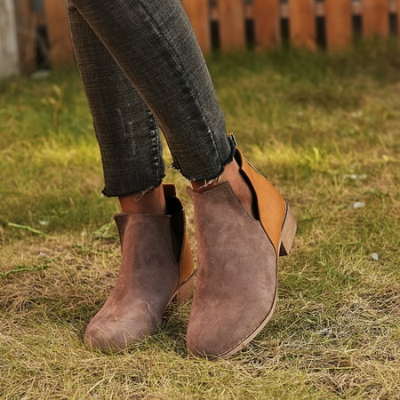 SQUARE CARMEN Pointed Thick Heels Women s Short Boots Short Boots Boots Women s Boots Khaki 36
